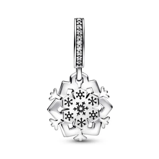 Charm Pendant Double Flocon de Neige Scintillant – Pandora Moments