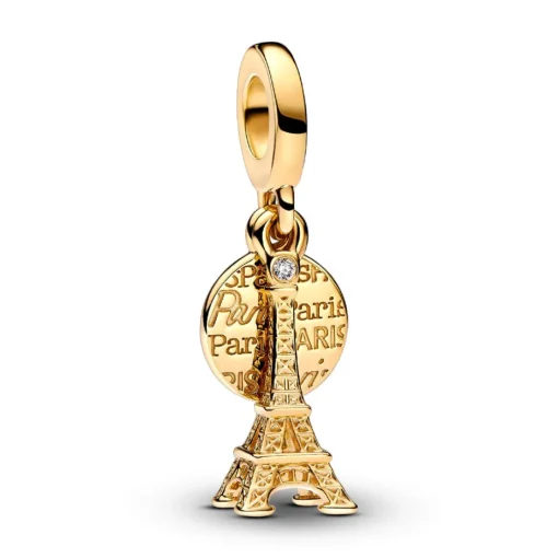Charm Pendant Double Gravable Diamant de Synthèse Tour Eiffel