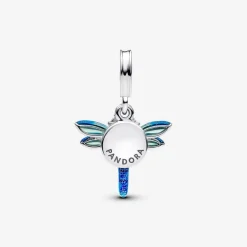 Charm Pendant Double Libellule Bleu