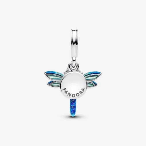 Charm Pendant Double Libellule Bleu