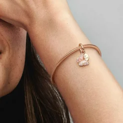 Charm Pendant Double Pandora - Papillon Rose et Citation
