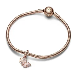 Charm Pendant Double Pandora - Papillon Rose et Citation
