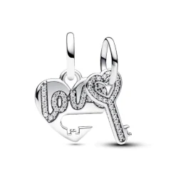 Charm Pendant Double Séparable Cœur et Clé