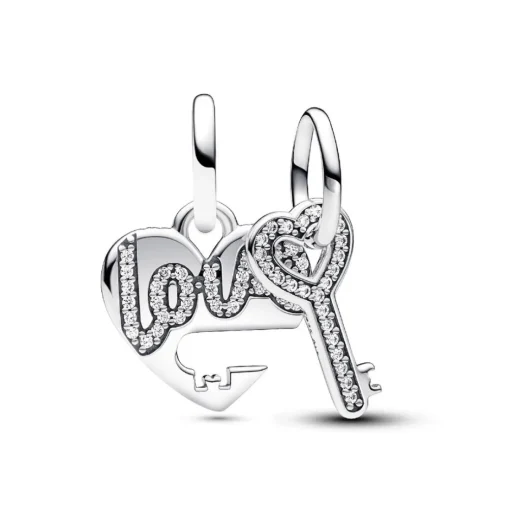 Charm Pendant Double Séparable Cœur et Clé