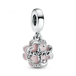 Charm Pendant Double Trèfle à Quatre Feuilles de l'Amitié