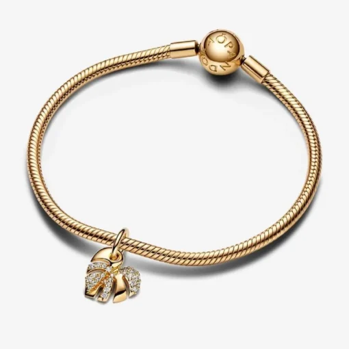 Charm Pendant Feuille de Monstera Scintillante