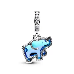 Charm Pendant Éléphant Murano Bleu