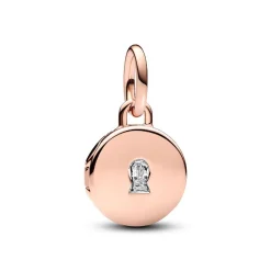 Charm Pendant Médaillon Amour Ouvrable et Gravable Rose