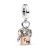 Charm Pendant Pandora 782506C01 - Triple Bimatière Cœur, Cadenas et Clef