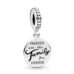 Charm Pendant Pandora Moments Famille de Cœur en Argent