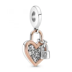 Charm pendant Pandora moments Coeur & mini cadenas
