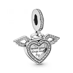 Charm Pendant Pandora Moments Cœur et Ailes d'Ange