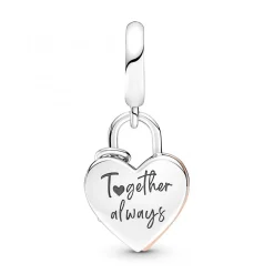 Charm pendant Pandora moments Coeur & mini cadenas