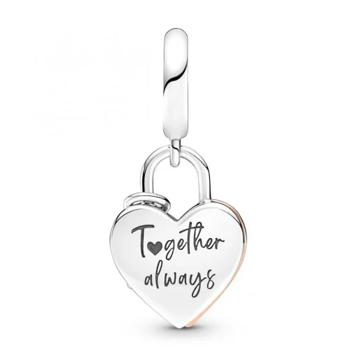Charm pendant Pandora moments Coeur & mini cadenas