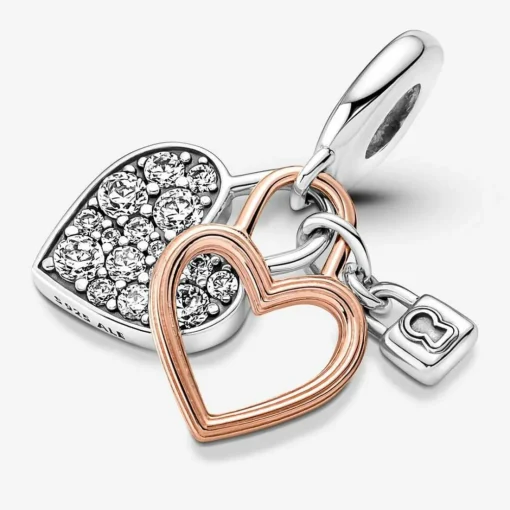 Charm pendant Pandora moments Coeur & mini cadenas
