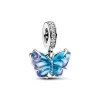 Charm Pendant Papillon Murano Bleu
