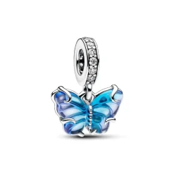 Charm Pendant Papillon Murano Bleu