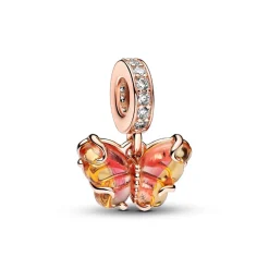Charm Pendant Papillon Murano Rose et Jaune