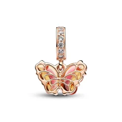 Charm Pendant Papillon Murano Rose et Jaune