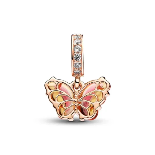 Charm Pendant Papillon Murano Rose et Jaune