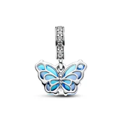 Charm Pendant Papillon Murano Bleu