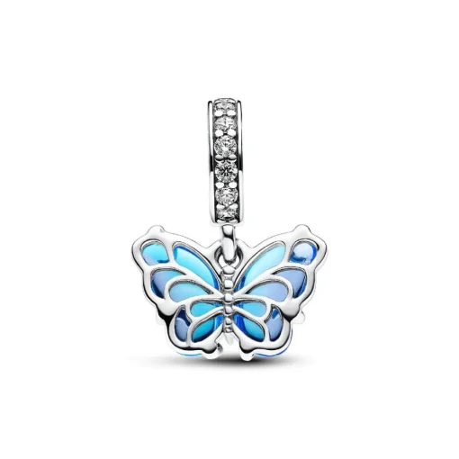 Charm Pendant Papillon Murano Bleu