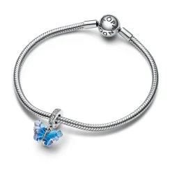 Charm Pendant Papillon Murano Bleu