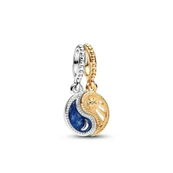 Charm Pendant Séparable Soleil et Lune Bimatière