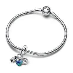 Charm Pendant Triple Appareil Photo, Cœur et Boussole
