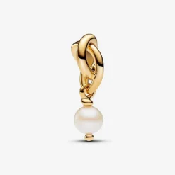 Charm Pendant Triple Cercle de l'Éternité Perle de Culture d’Eau Douce Traitée
