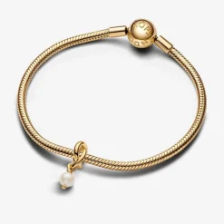 Charm Pendant Triple Cercle de l'Éternité Perle de Culture d’Eau Douce Traitée