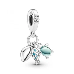 Charm Pendant Triple Poisson, Tortue de Mer et Conque - Pandora