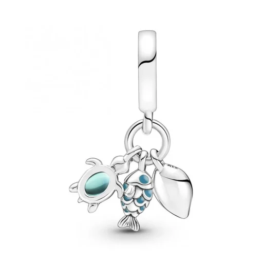 Charm Pendant Triple Poisson, Tortue de Mer et Conque - Pandora