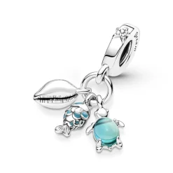 Charm Pendant Triple Poisson, Tortue de Mer et Conque - Pandora