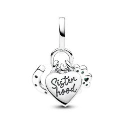 Charm Pendant Triple Trèfle à Quatre Feuilles, Cœur et Fer à Cheval