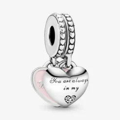 Charm pendentif Pandora Moments avec cœurs mère et fille