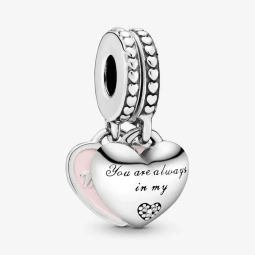 Charm pendentif Pandora Moments avec cœurs mère et fille