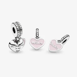 Charm pendentif Pandora Moments avec cœurs mère et fille