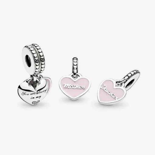 Charm pendentif Pandora Moments avec cœurs mère et fille