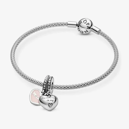 Charm pendentif Pandora Moments avec cœurs mère et fille