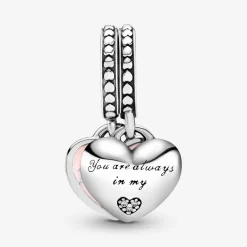 Charm pendentif Pandora Moments avec cœurs mère et fille
