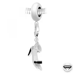 Charm perle chaussure orné de cristaux Swarovski par SC Crystal Paris® BEA0044+CH0719-argent