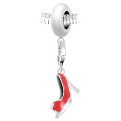 Charm perle chaussure rouge orné de cristaux Swarovski par SC Crystal Paris® BEA0044+CH0447-argent