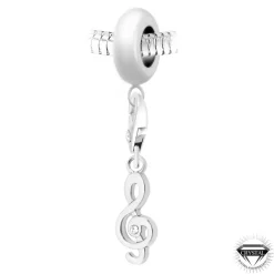 Charm perle clé de Sol orné de cristaux Swarovski par SC Crystal Paris® BEA0044+CH0148-argent