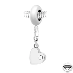 Charm perle Coeur orné de cristaux Swarovski par SC Crystal Paris® BEA0044+CH0211-argent