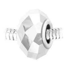 Charm perle cristal à facettes et acier par SC Crystal BEA0016