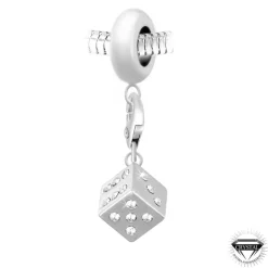Charm perle Dé orné de cristaux Swarovski par SC Crystal Paris® BEA0044+CH0002-argent