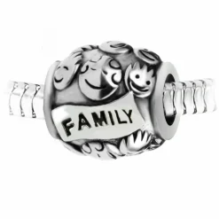 Charm perle "family" en acier par SC Crystal