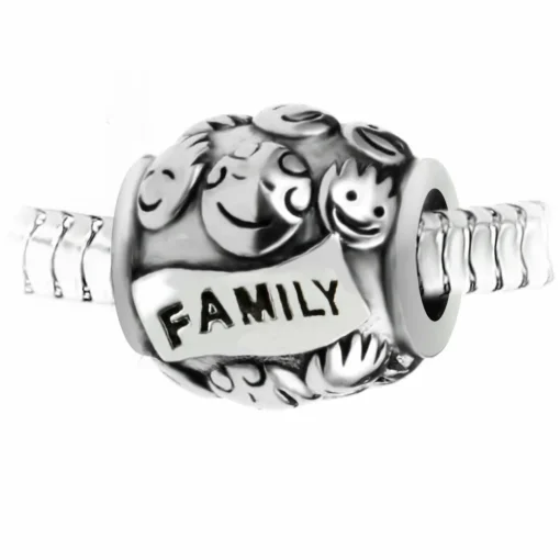 Charm perle "family" en acier par SC Crystal