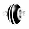 Charm perle spirale verre noir et blanc décoré main et acier par SC Crystal BEA0026